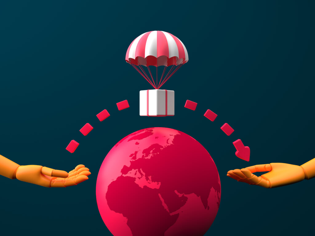 3d rendering cryptocurrency distribution-concept